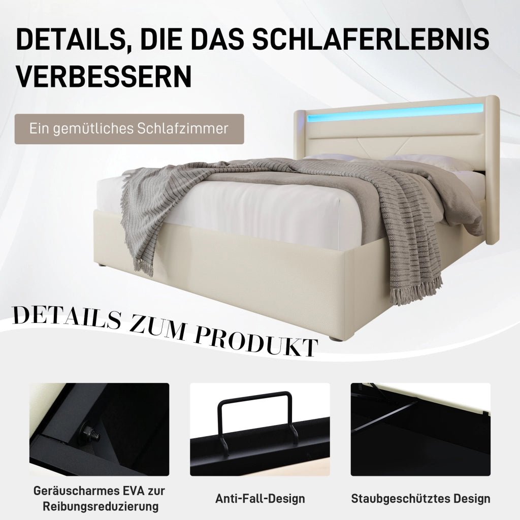 letto imbottito pu bianco 140 x 200 cm