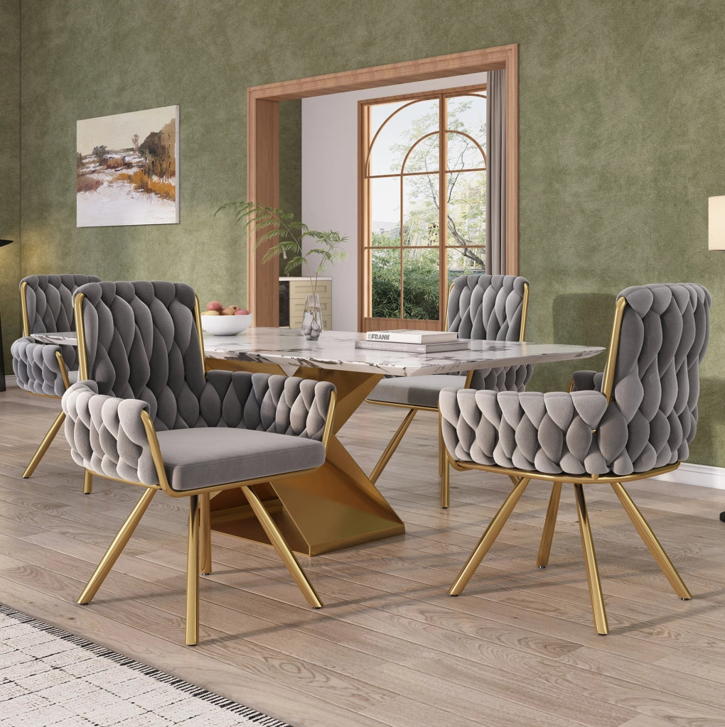 Sedia girevole in velluto grigio