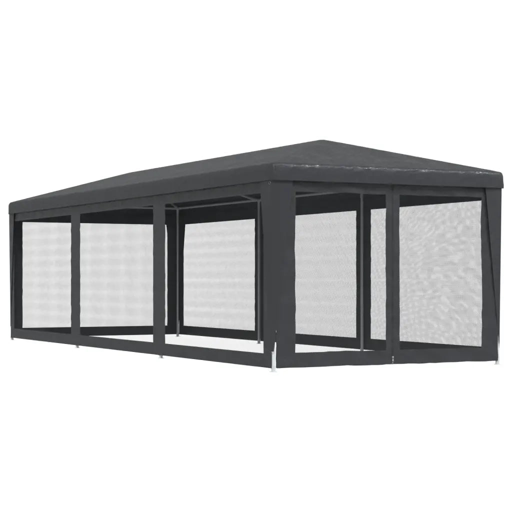 Tenda per Feste con 8 Pareti in Rete-Tenda Gazebo Antracite 3x9 m in HDPE