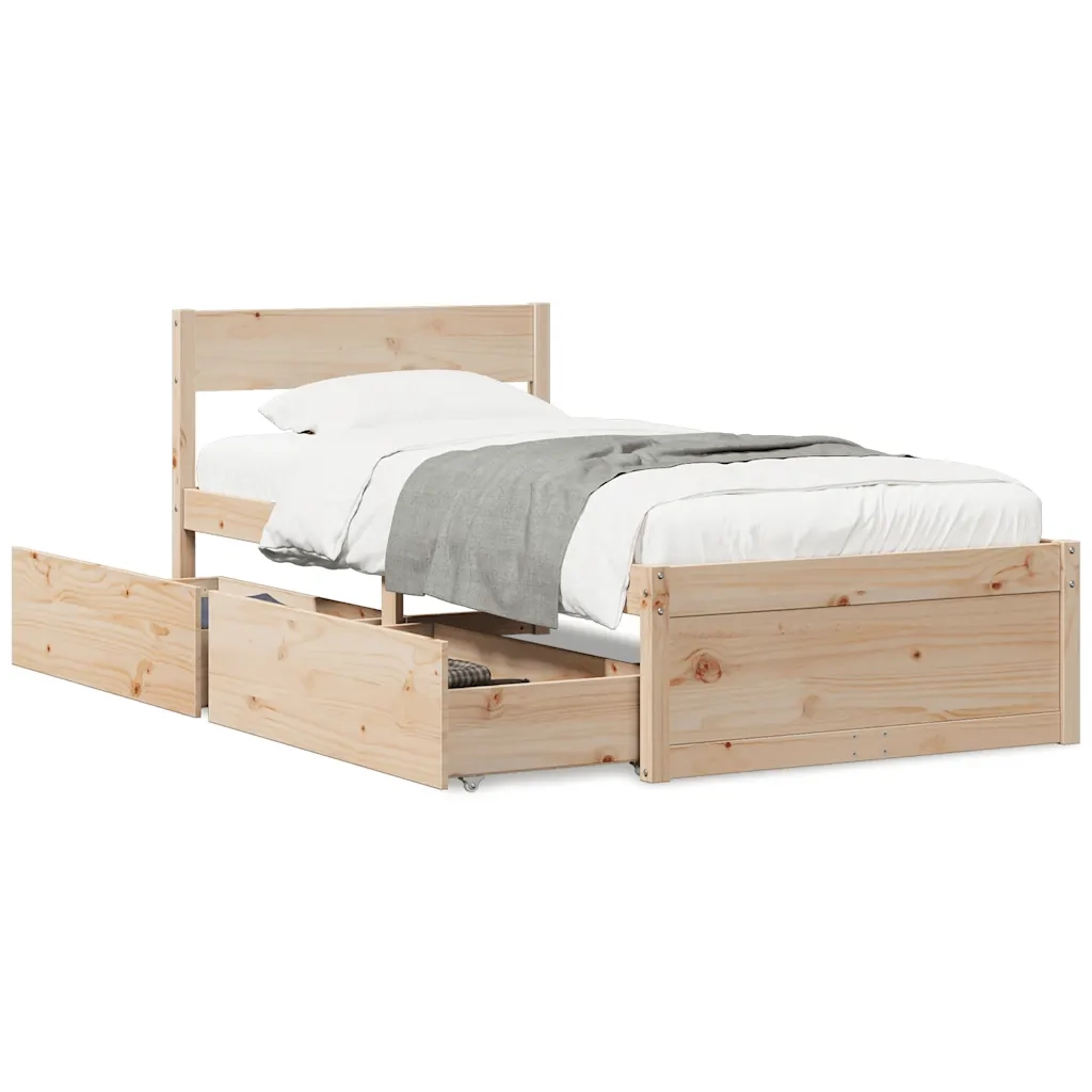 Letto senza Materasso 90x200 cm in Legno Massello di Pino 846792