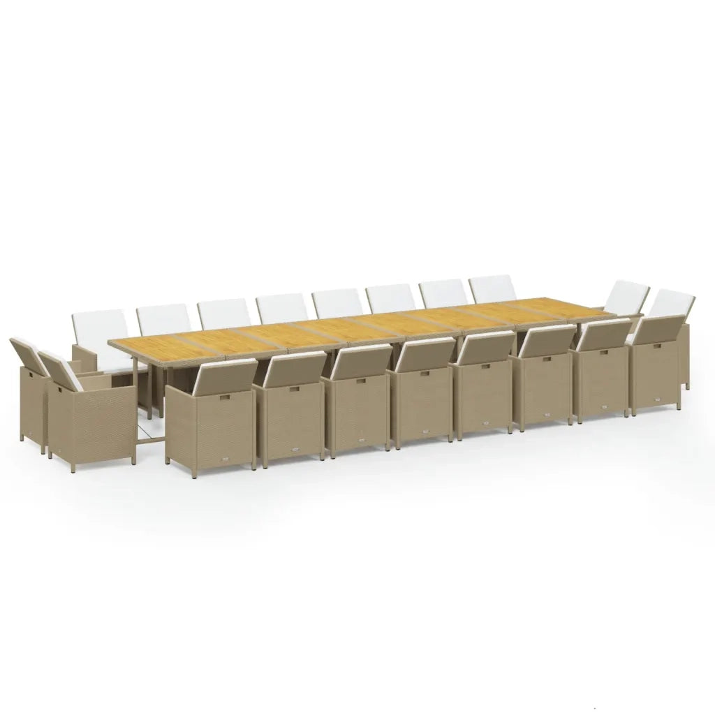 Set da Pranzo per Giardino 21pz con Cuscini in Polyrattan Beige 3095690