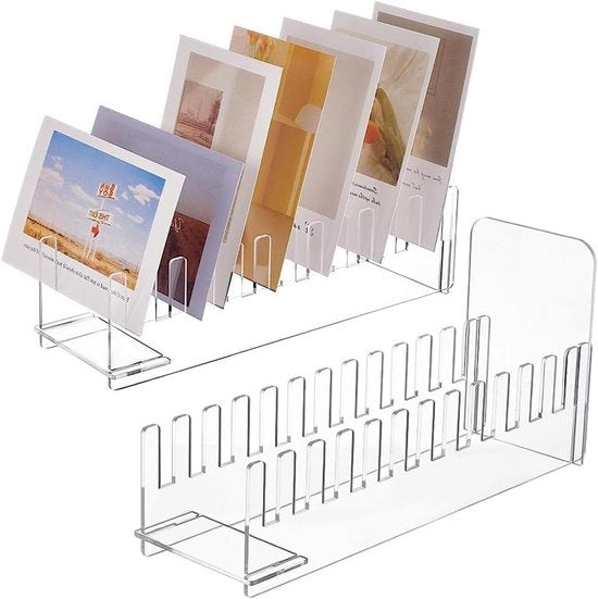 Display per cartelle - Acrylo - Per ufficio e casa - Comparto per cartelle - Organizzatore per cartelle - Adatto per cartelle - Translucido - 2 pezzi.