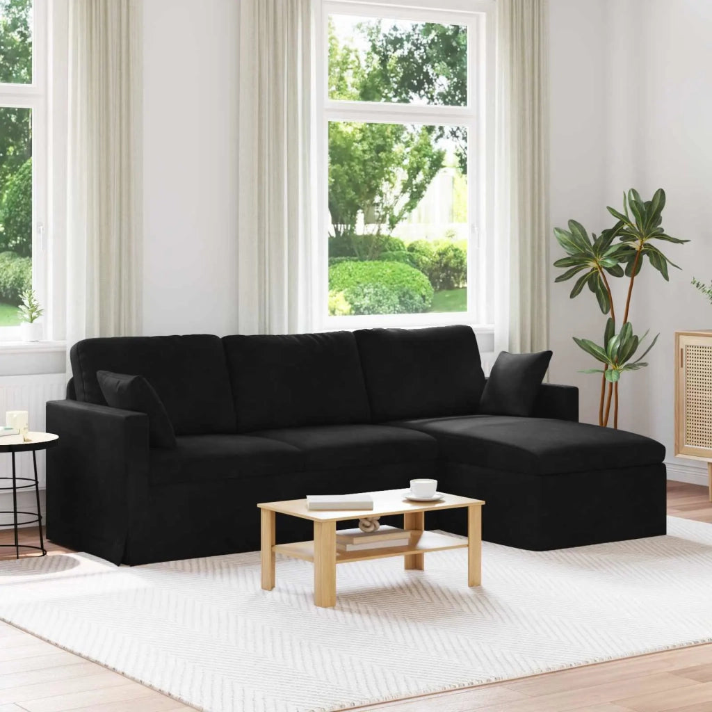 Divano Nero 228 x 134 x 80 cm Velluto 42024473