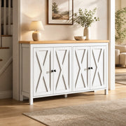 Credenza bianca 140x40x78 cm con 4 ante; 2 ripiani interni regolabili; in MDF