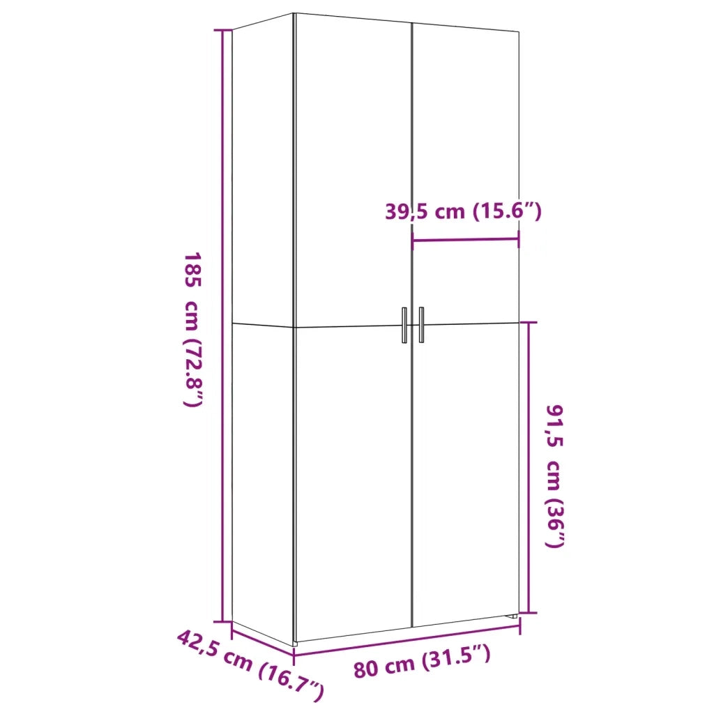 Credenza | Madia | Buffet da pranzo | Armadio da pranzo Bianca 80x42,5x185 cm in Legno Ingegnerizzato