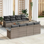 Set Divano da Giardino 9 pcs Grigio polyrattan