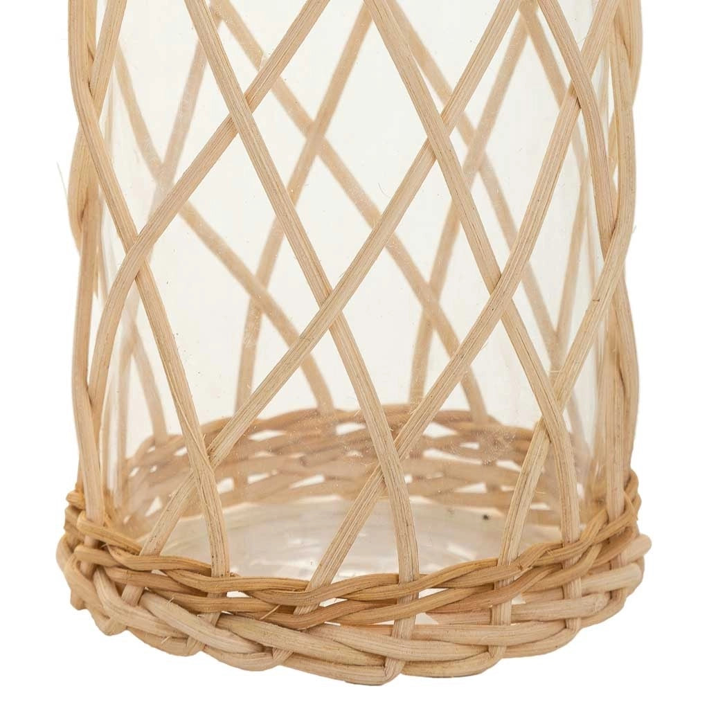 Vaso in rattan e vetro marrone d10x20h