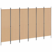 Divisore per Stanza | Paravento | Divisorio Ambienti a 6 Pannelli Beige 300 x 180 cm Tessuto