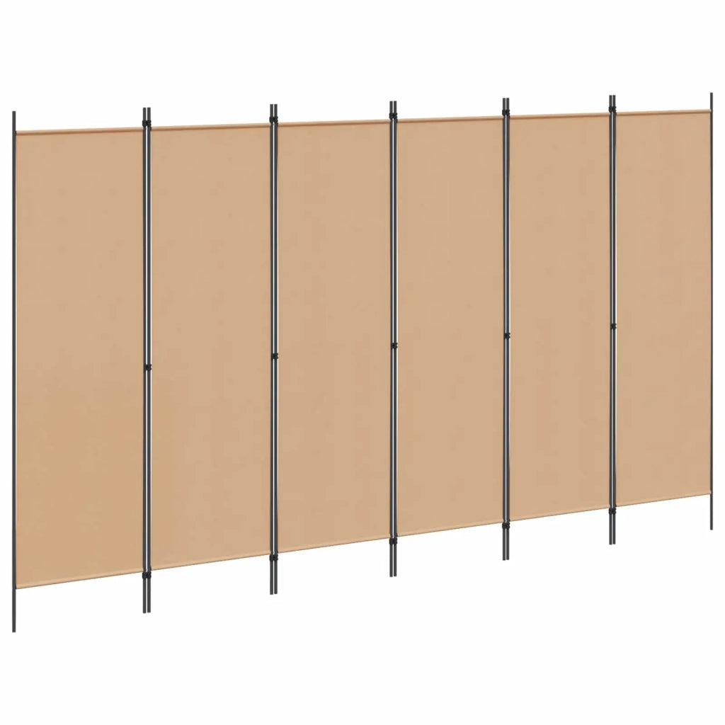Divisore per Stanza | Paravento | Divisorio Ambienti a 6 Pannelli Beige 300 x 180 cm Tessuto