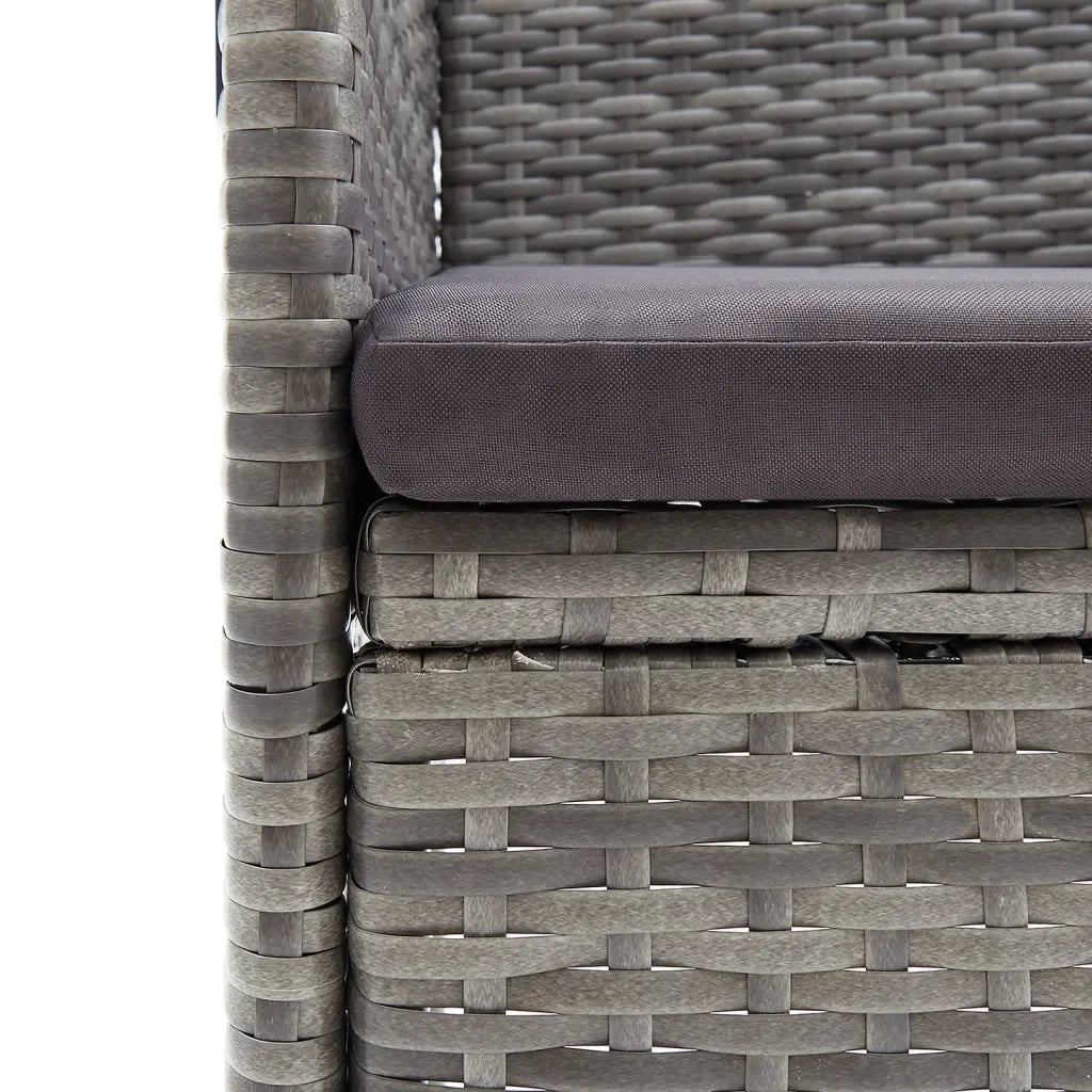 Set da Pranzo da Giardino 7 pz con Cuscini Grigio e Nero 3156621