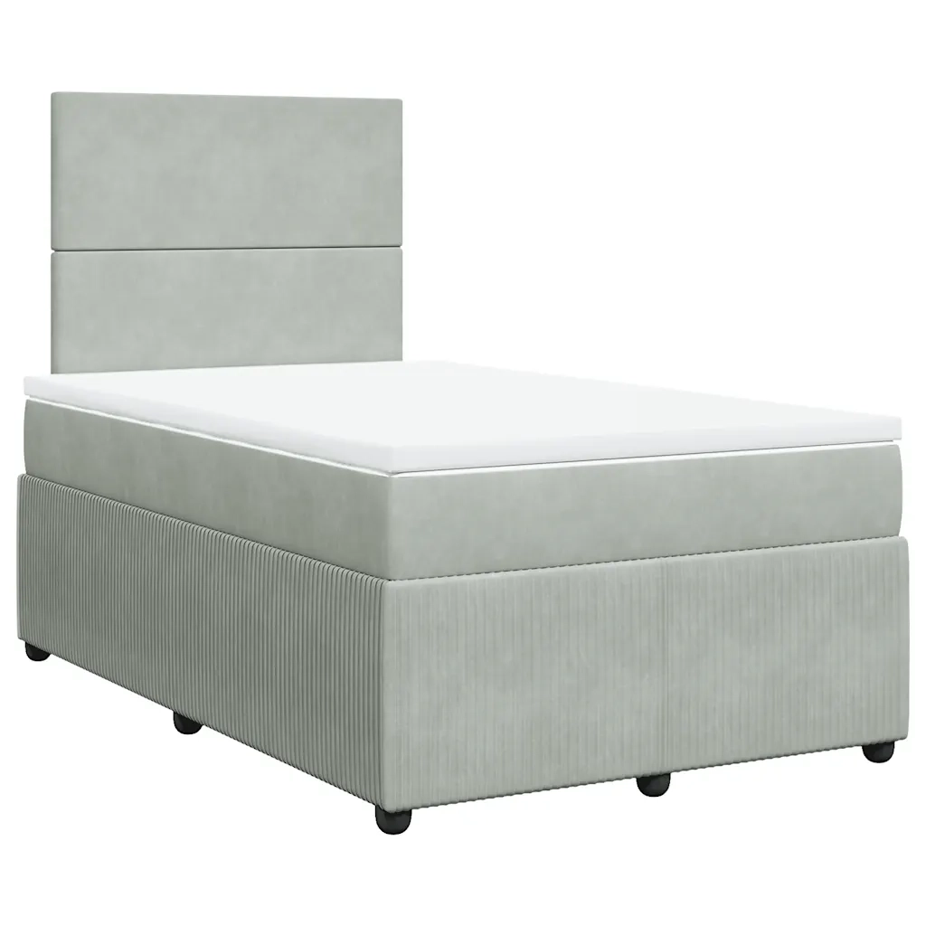 Giroletto a Molle con Materasso Grigio Chiaro 120x200cm Velluto