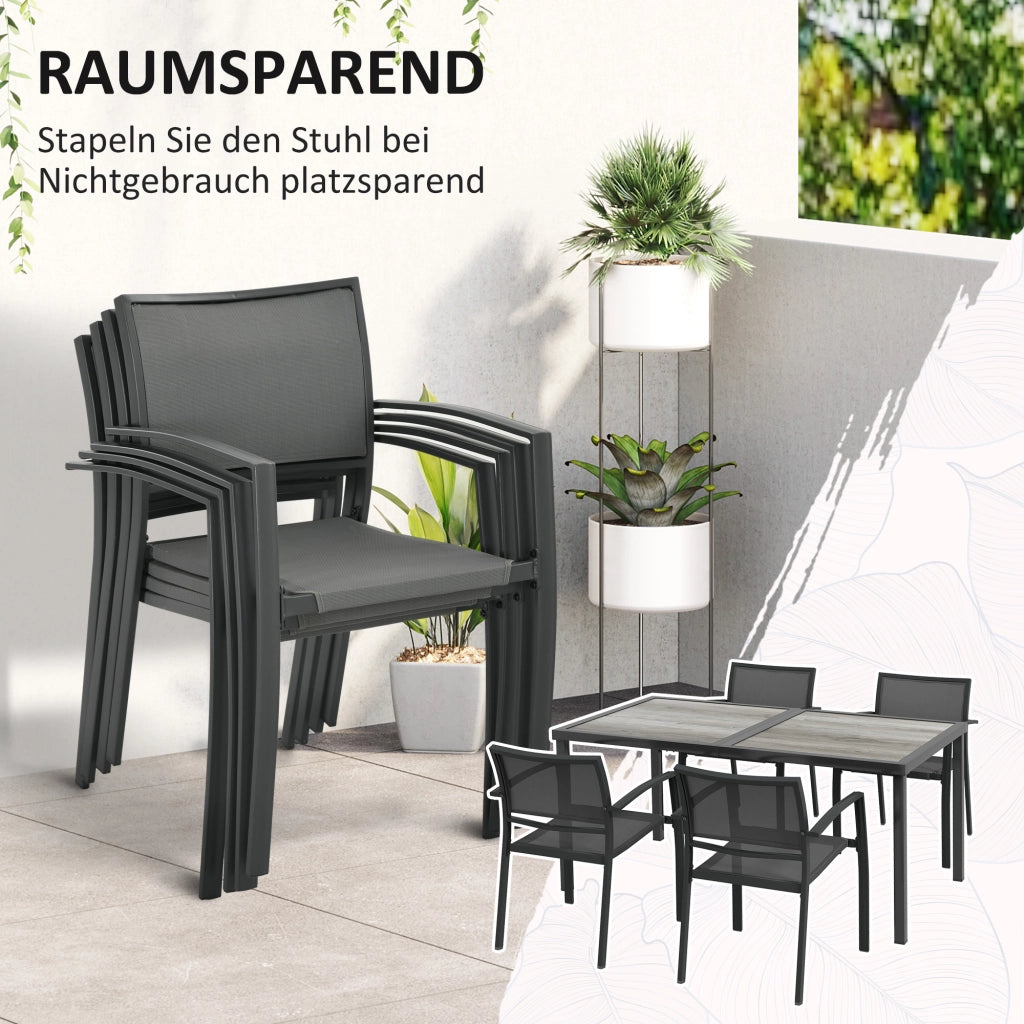 Set tavolo da pranzo con 4 sedie per giardino esterno ¨C Xylo ¨C grigio, 150x87x72 cm