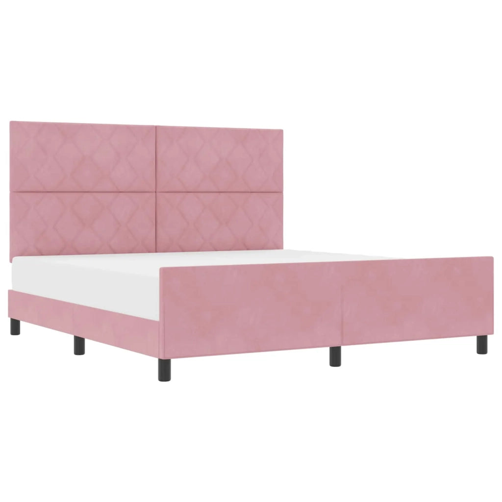 Letto a molle con testiera Rosa 180 x 200 cm Velluto