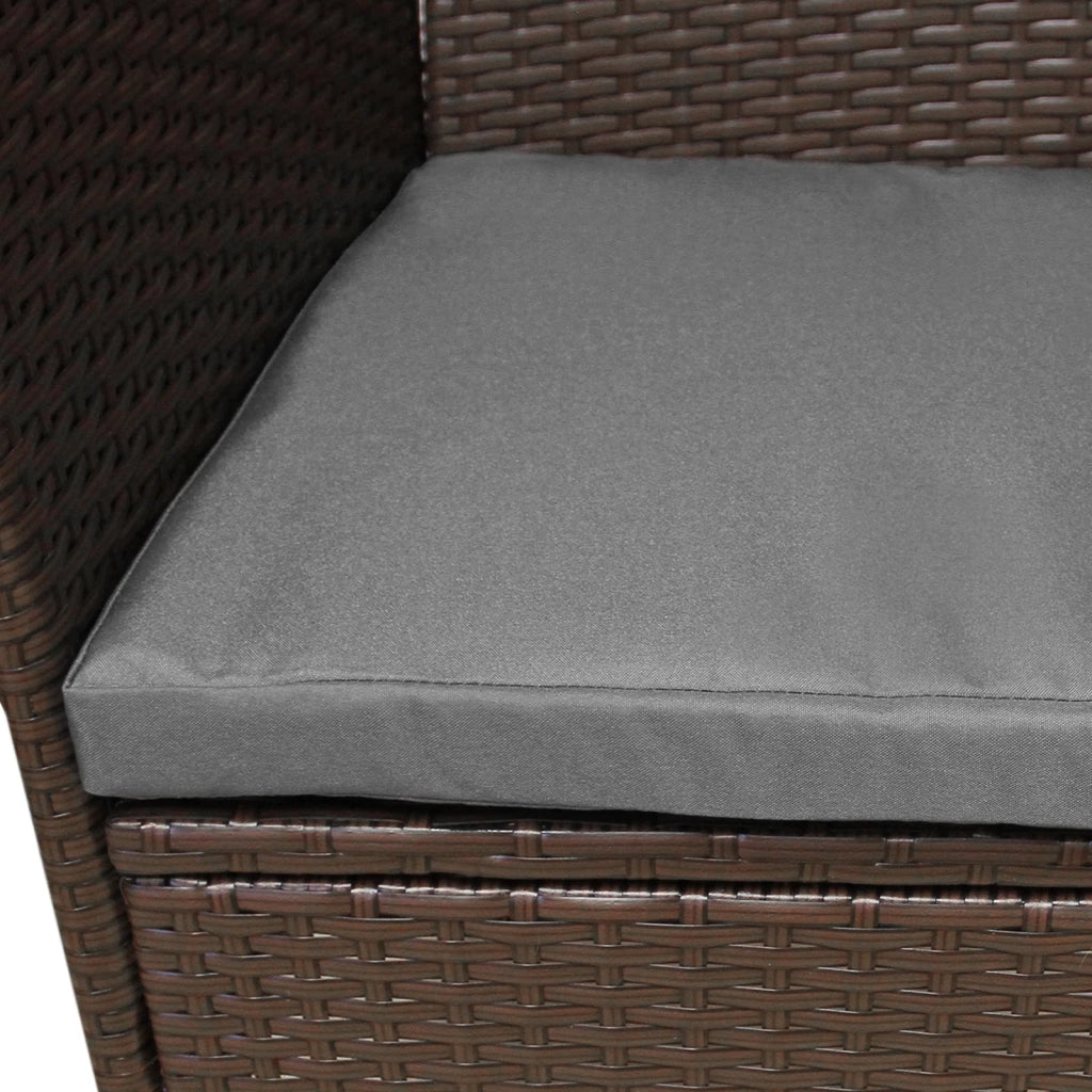 Set Salottino Bistro da Giardino 2 Sedie e Tavolo in Poly Rattan Vimini Marrone