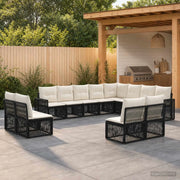 Set Divano da Giardino 12 pz Nero e Bianco Crema polyrattan 3435280