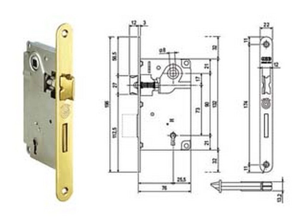 1pz serratura bussola centro bordo tondo ottonato mm50 bordo acciaio ottonato cod:ferx.fer454049