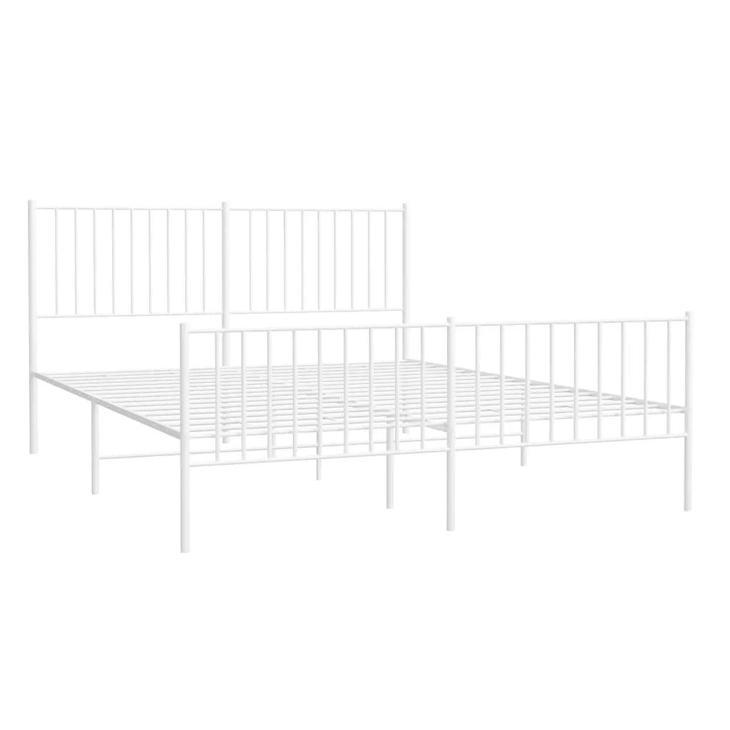 Giroletto con Testiera e Pediera-Struttura letto con testiera Metallo Bianco 160x200 cm