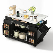Carrello da cucina con piano ribaltabile; prese e vano rifiuti per cucina; in MDF nero; 138×86×92 cm