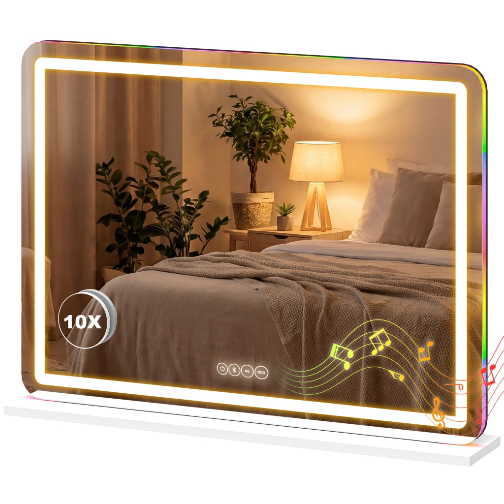 Specchio da trucco con LED ¨C Minimal ¨C Bianco 80x60cm