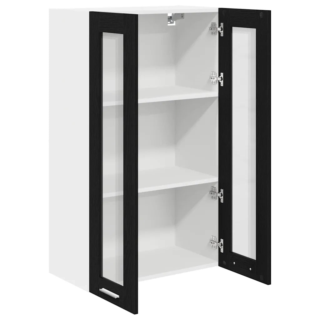 Armadio pensile | Mobile da Cucina con porta Riga Rovere Nero 60 x 31 x 100 cm