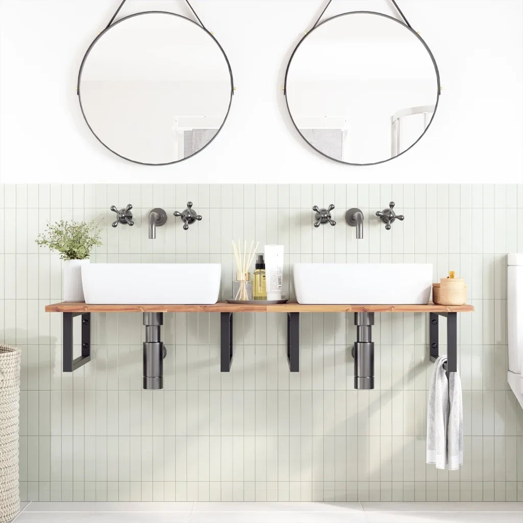 Piano da Bagno Non Trattato 140x50x2cm Legno Massello di Acacia 3279665