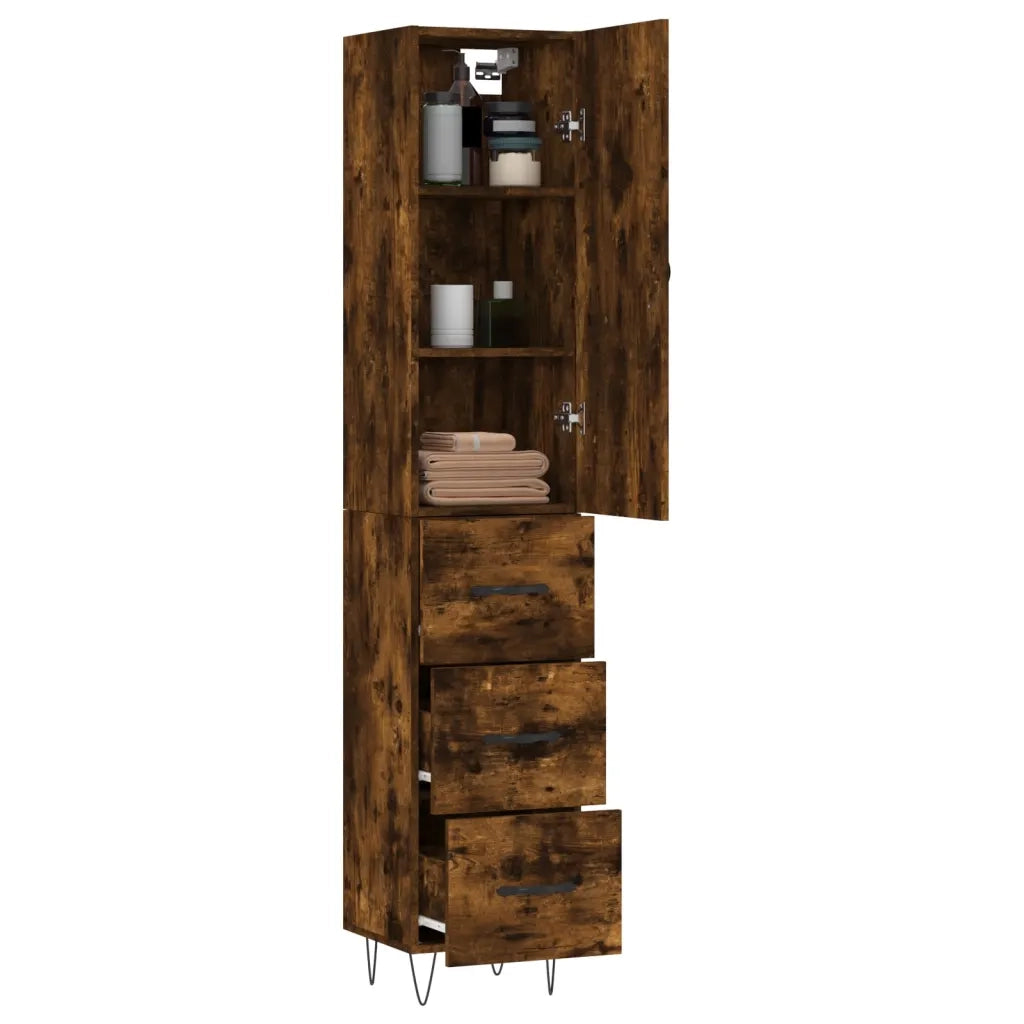 Credenza-Buffet-Armadio da cucina Rovere Fumo 34,5x34x180 cm in Legno Multistrato 816970