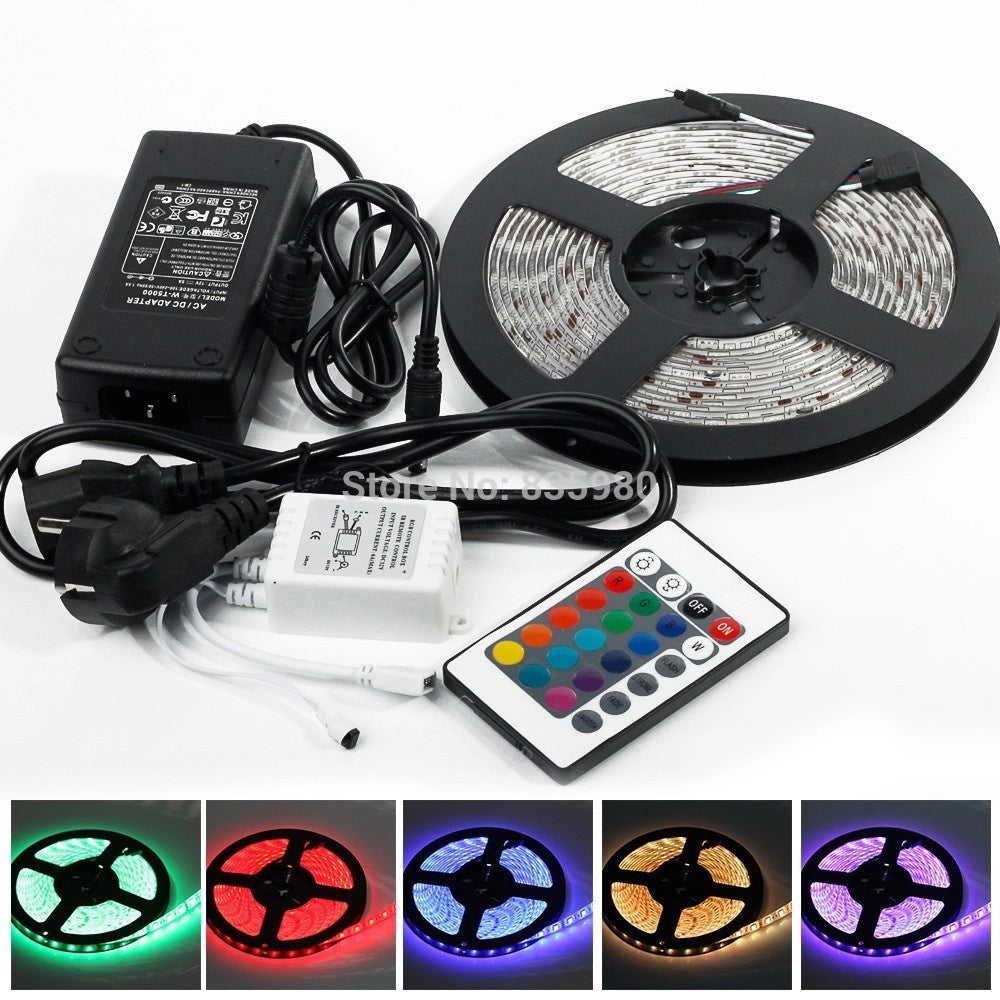 Trade Shop - Kit Striscia Led Rgb Strip 5m 300 Led 5050 + Controller + Telecomando 5 Metri -