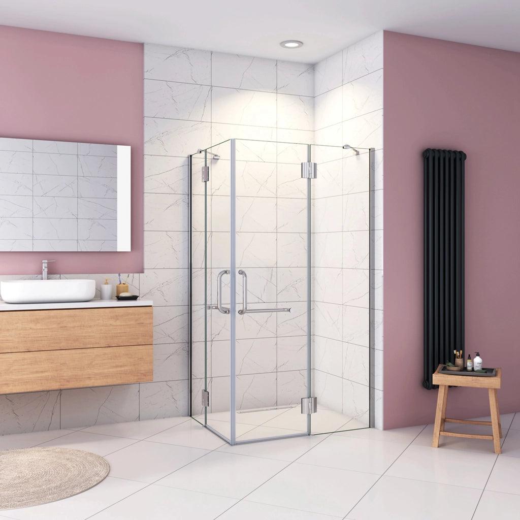90x90x190 cm Box Doccia Angolare Porte Battenti in Vetro 8 mm Temperato Trasparente Anticalcare Ante con Barre Stabilizzatrici