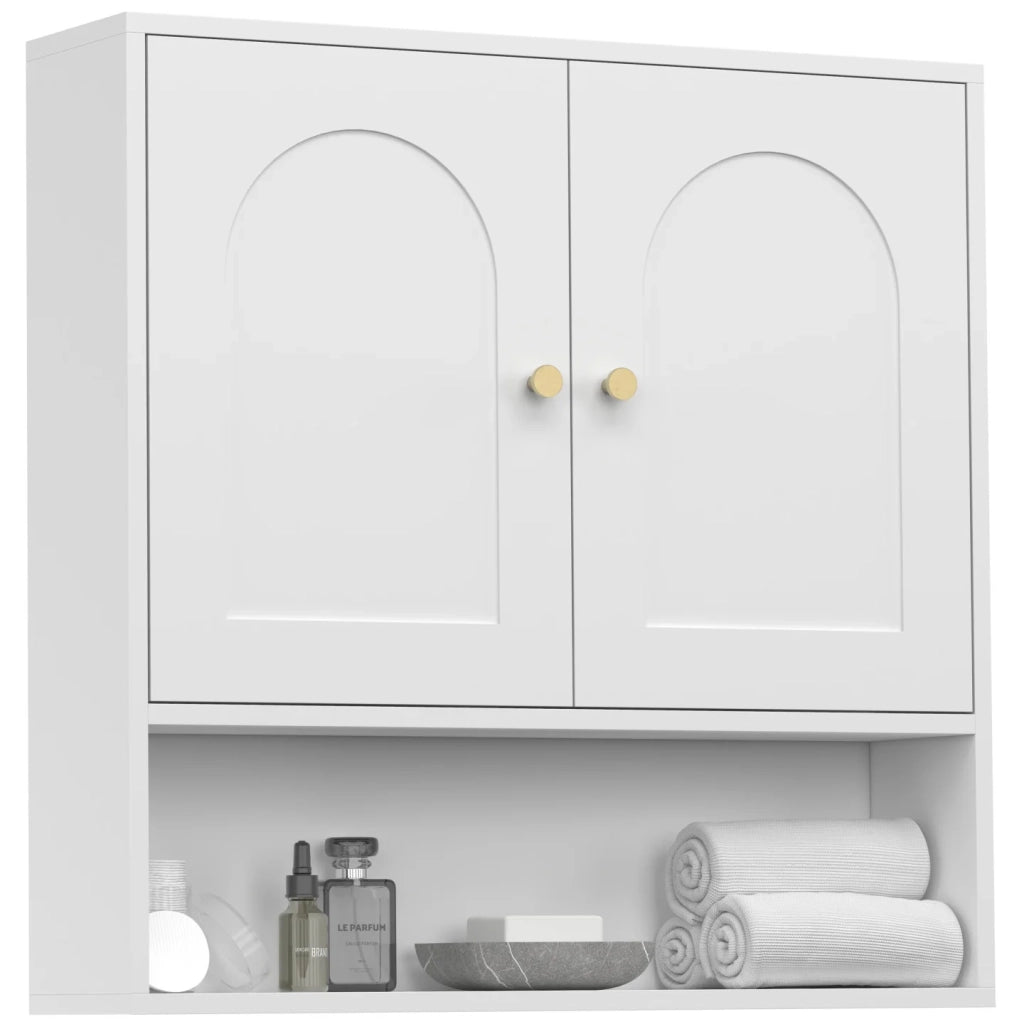IDMarket - Mobile da bagno sospeso ARSENE, armadio a parete con 2 ante e ripiano in legno bianco