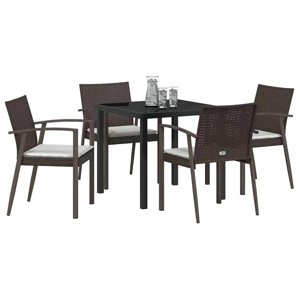 Set da Pranzo per Giardino 5 pcs Marrone e Nero Rattan in PE 3379059