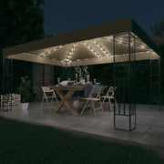 Gazebo con Luci a Stringa LED 3x4 m in Tessuto Grigio Talpa 3070331