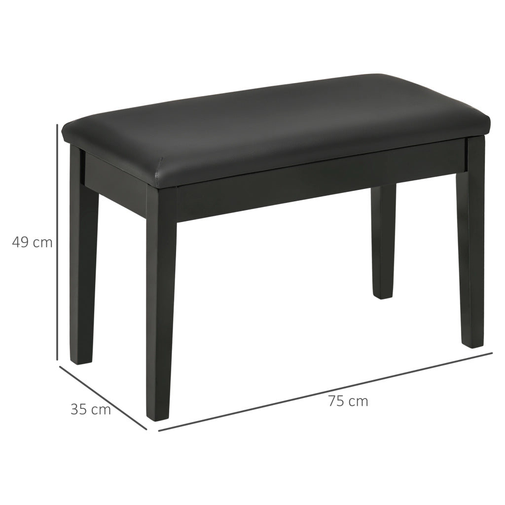 Panca per Pianoforte ¨C Xylo ¨C Seduta Imbottita Rivestimento Sintetico Legno Massello Nero 75x35x49