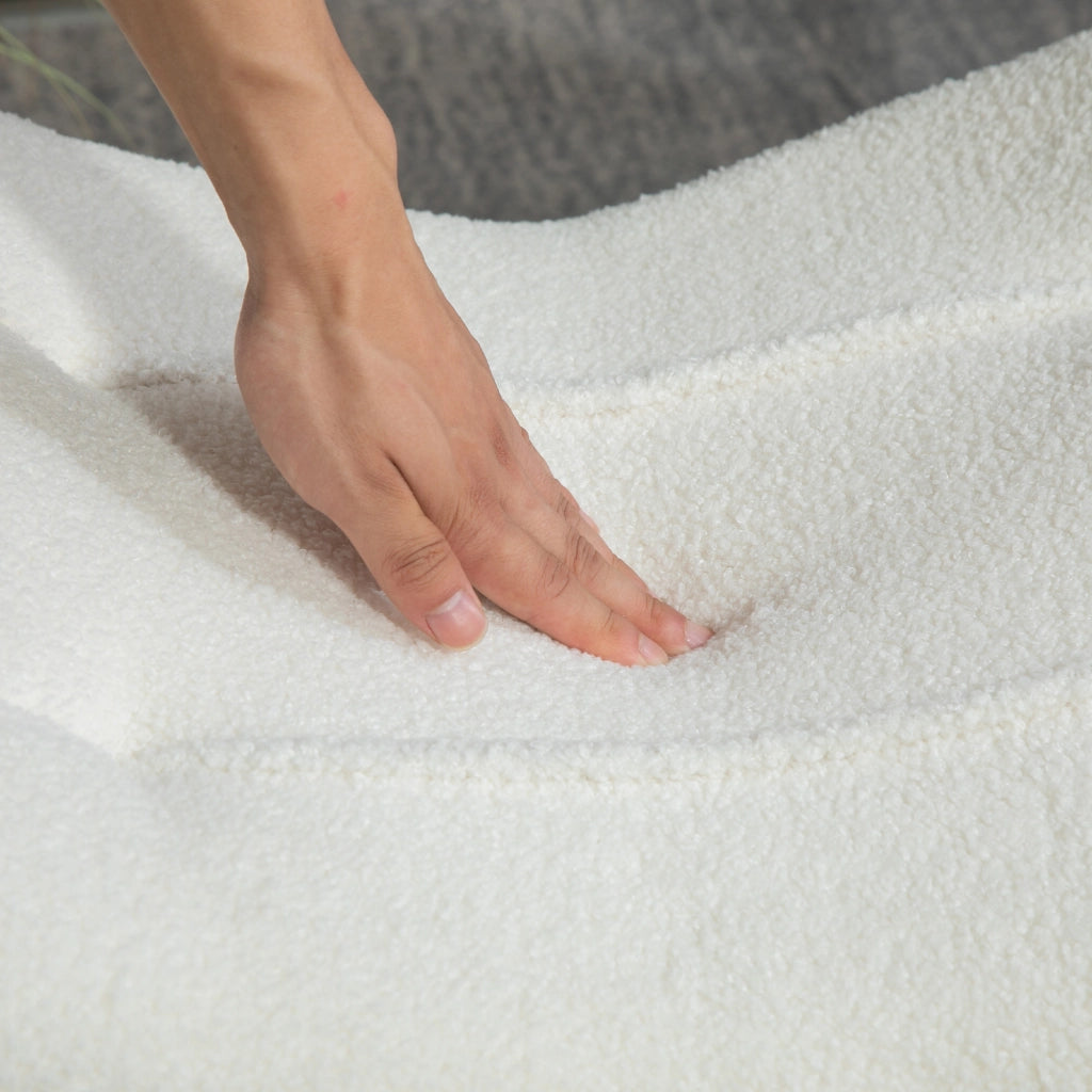 Pouf Poggiapiedi ¨C Xylo ¨C Tessuto Crema con Gambe in Legno di Faggio
