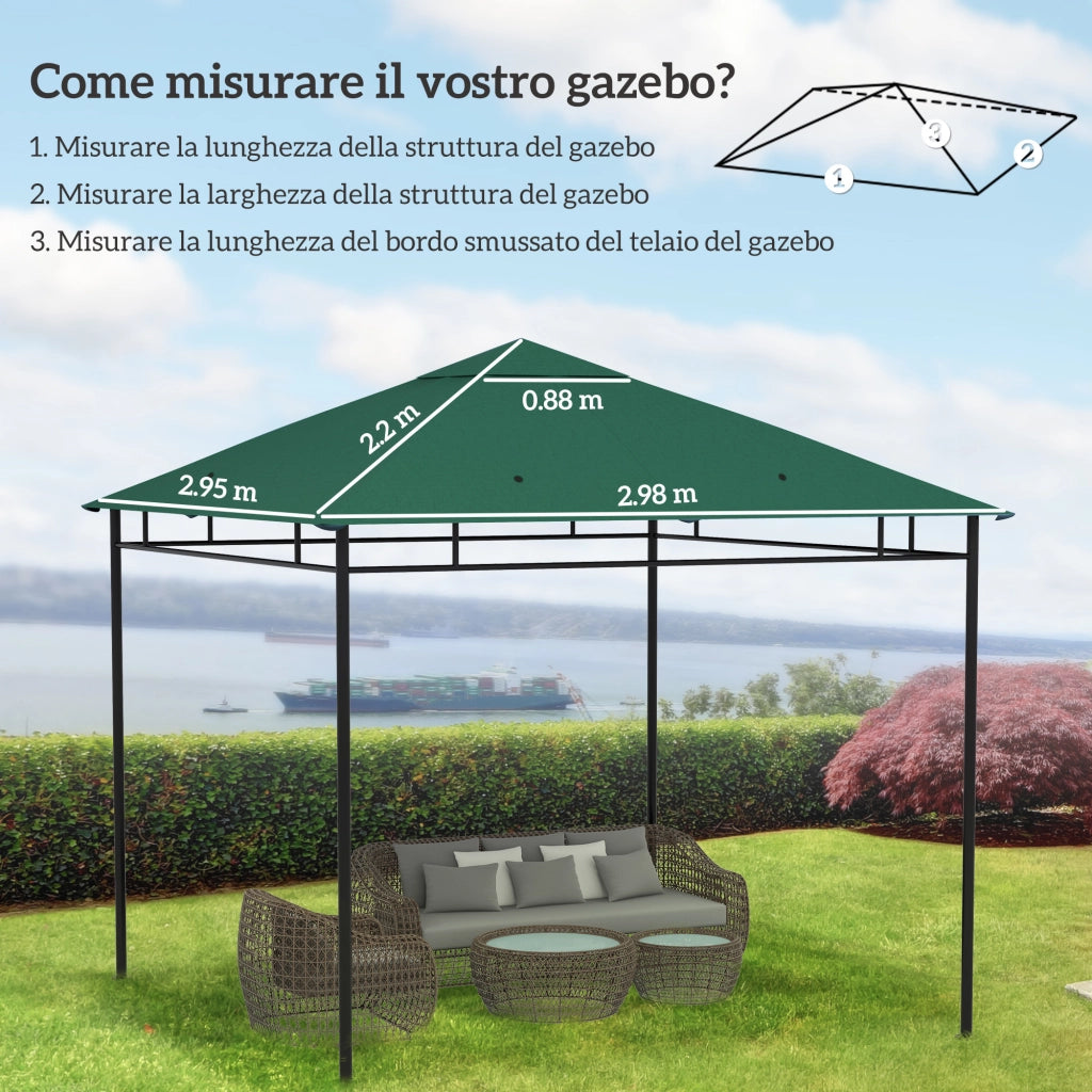 Tetto di Ricambio per Gazebo da Giardino ¨C Xylo ¨C 3x3m Poliestere Verde