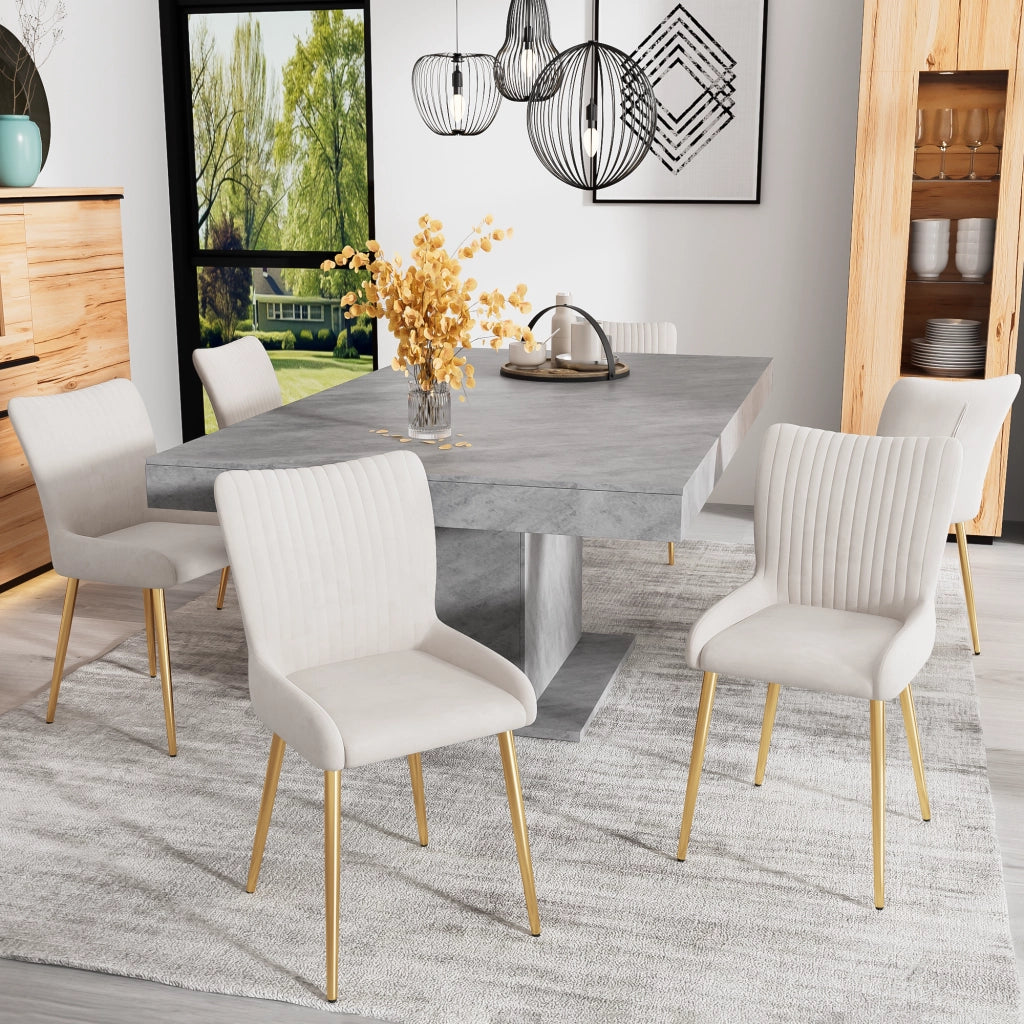 SEDIA DA PRANZO in velluto beige e oro Set da 4 pezzi