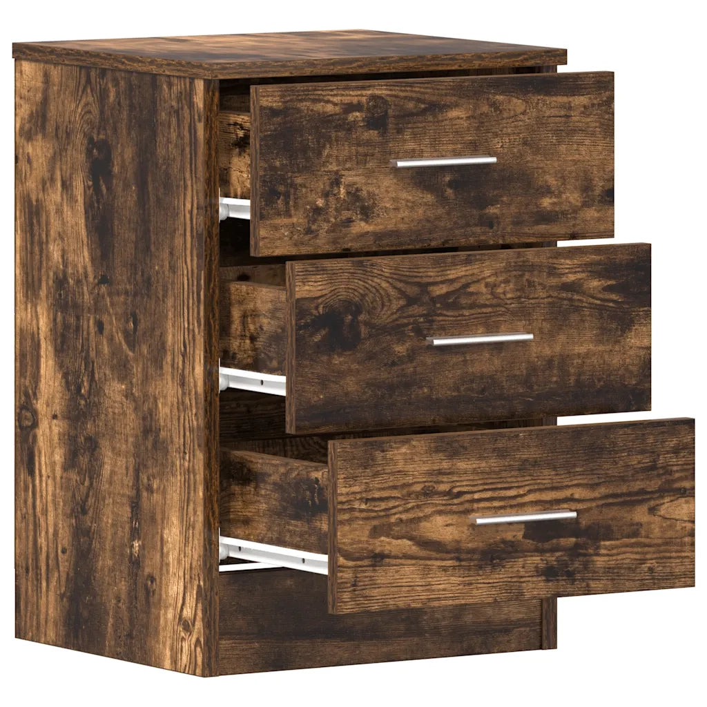Comodini 2 pz-Set di 2 Tavolino da notte Rovere Fumo 38x35x56 cm in Legno Multistrato