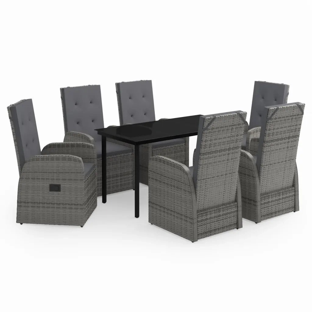 Set da Pranzo da Giardino 7 pz con Cuscini Grigio 3099476