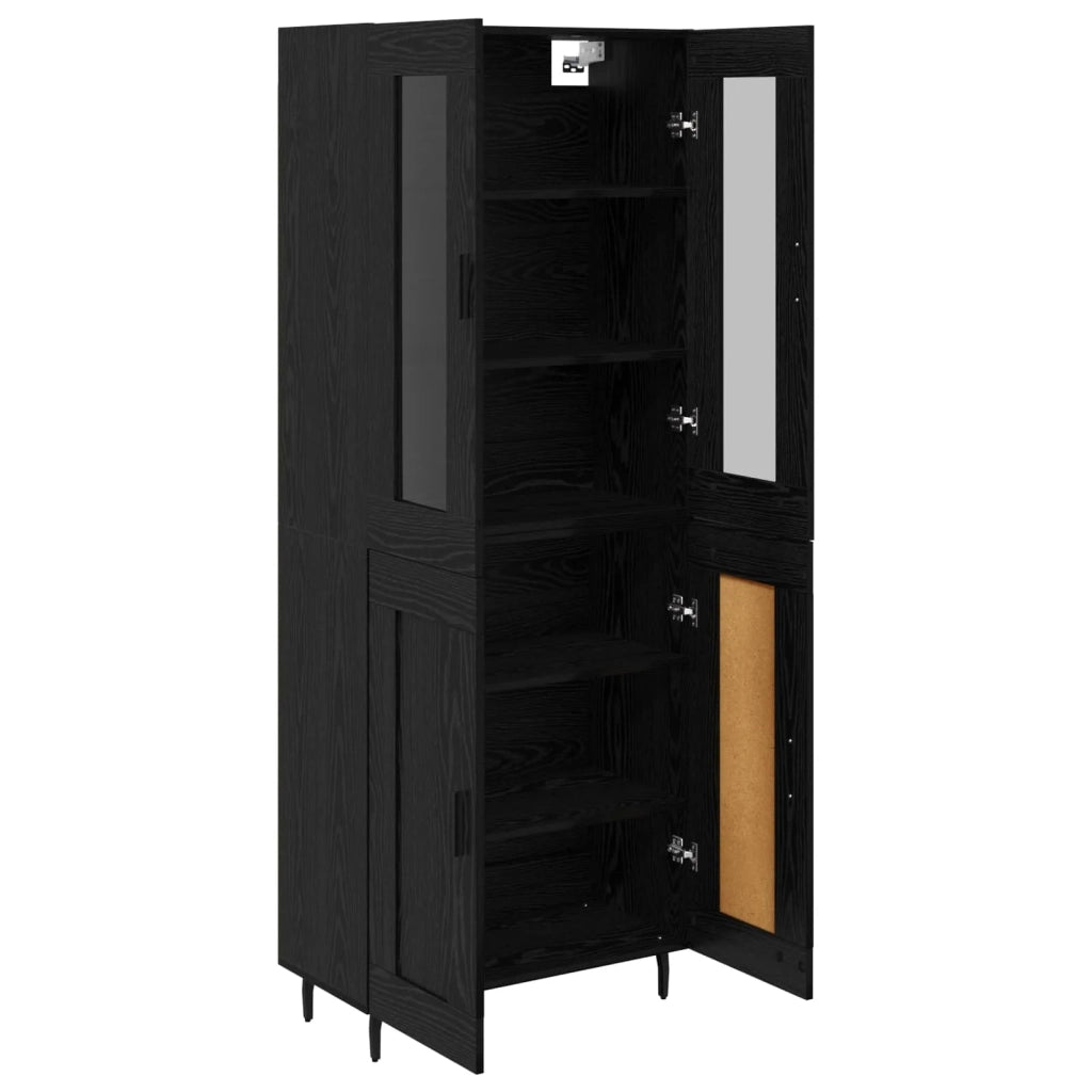 Credenza 2 pz-Set di 2 Buffet-Armadio da cucina Rovere Nero Legno Stratificato e Vetro 713116