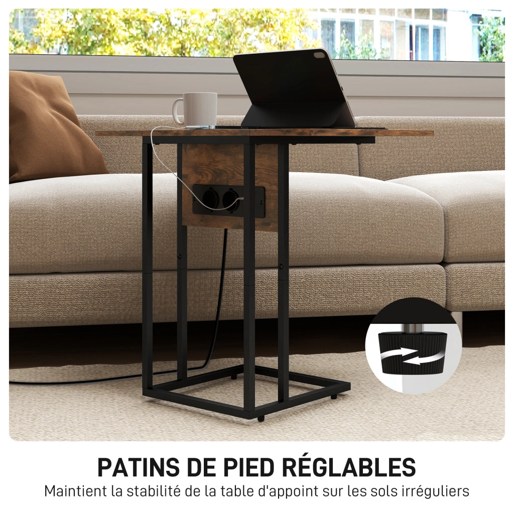 Tavolino da salotto con ricarica ¨C Xylo ¨C Effetto legno marrone e nero 39x29x57