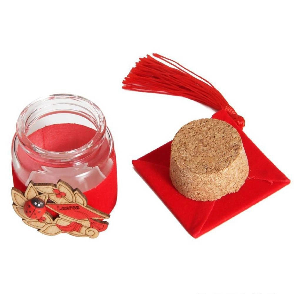Trade Shop - Bomboniera Portaconfetti Per Festa Di Laurea Con Tocco Rosso In Vetro E Sughero -