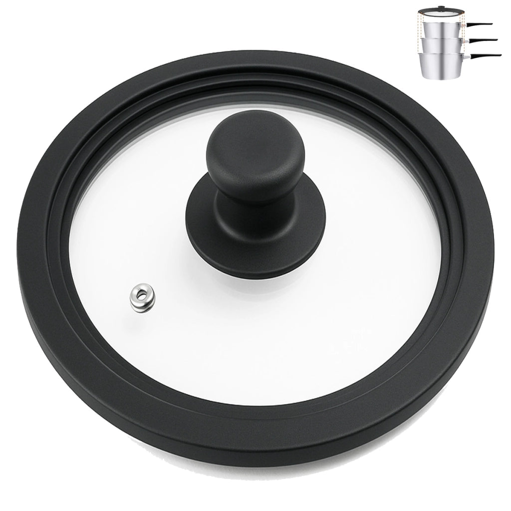 Coperchio in Vetro Universale con Bordo in Silicone per Padelle da 16/18/20 cm