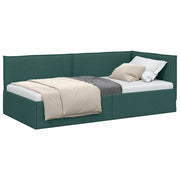 Letto singolo | Letto per adulti | Cornice del letto ad angolo Verde Scuro 90 x 190 cm Tessuto