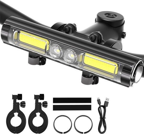 Lampada LED da sella per bicicletta, torcia per bicicletta ricaricabile con gancio, 8 modelli, torcia per bicicletta in alluminio impermeabile, ideale per mountain bike adulti, percorsi off-road e spostamenti casa-lavoro.