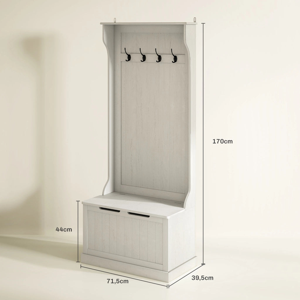 Mobile ingresso con portascarpe e appendiabiti ¨C Xylo ¨C bianco 71,5x39,5x170 cm