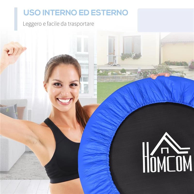 TRAMPOLINO ELASTICO PER JUMPING FITNESS STRUTTURA IN ACCIAIO NERO/BLU