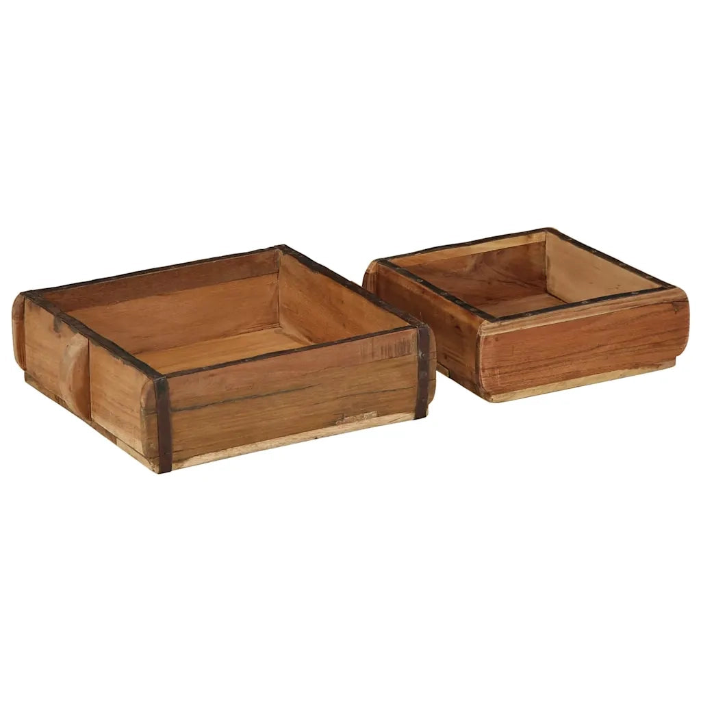 Vassoio 2 pz Marrone 29 x 31 x 10 cm Legno Recuperato Massello CFW8413968