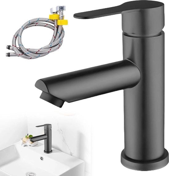 Fontana da cucina in acciaio inossidabile a unico giro 175 mm - Rubinetto per acqua fredda per lavabo - Arredo bagno per ospiti e toilette