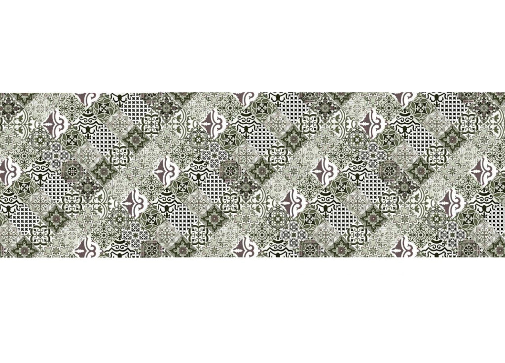 Tappeto Passatoia Cucina Antiscivolo Sottolavello Digitale Dis. Maiolica Grigio - 50x600 - Grigio