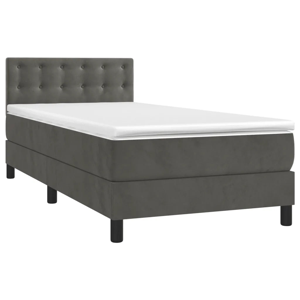 Letto a Molle con Materasso e LED-Struttura Letto con Materasso Grigio Scuro 100x200 cm 590957