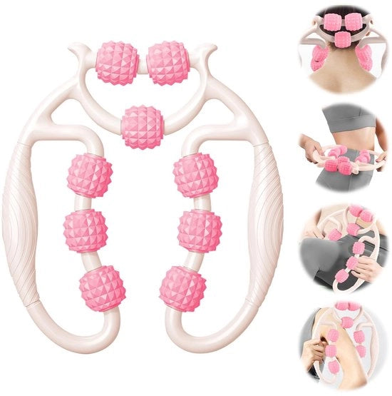 Massagerollante 360 gradi - Massagerollante per la pelle - Apparecchio per la cellulite - Massagerollante con manico - Massaggio del tessuto profondo - Riduzione della rigidità del collo